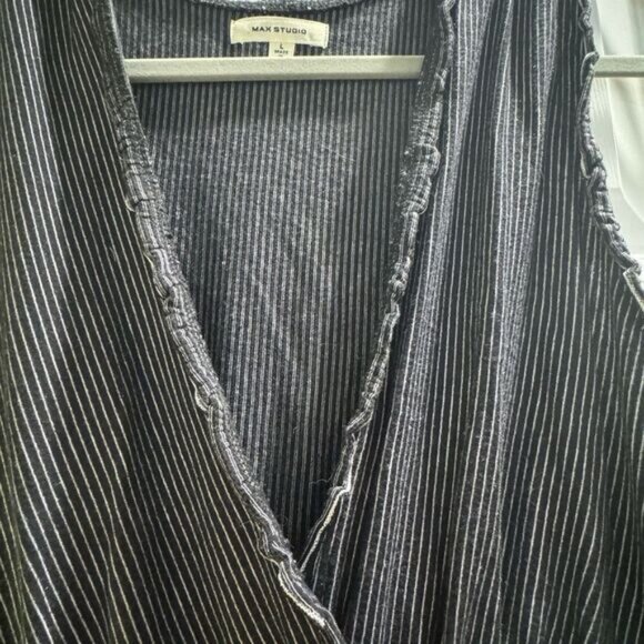 Elegant Navy Blue Striped Womens Dress - Picture 4 of 7